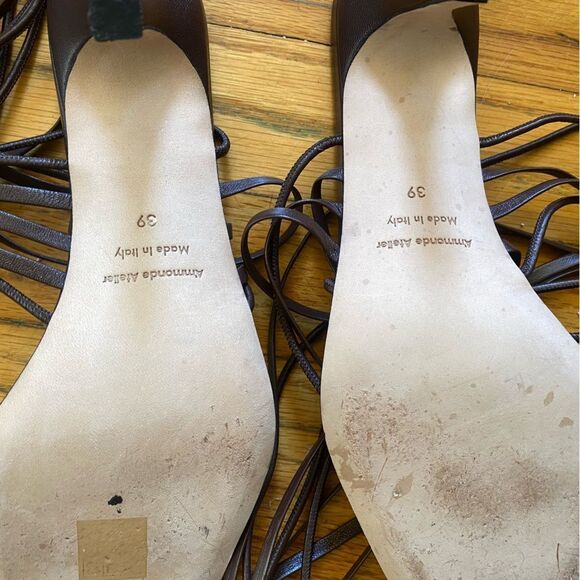 A'MMONDE ATELIER Aria 75 Multi Strap Alessandra Rich Brown Elegant Heels shoes 9 - Picture 13 of 13
